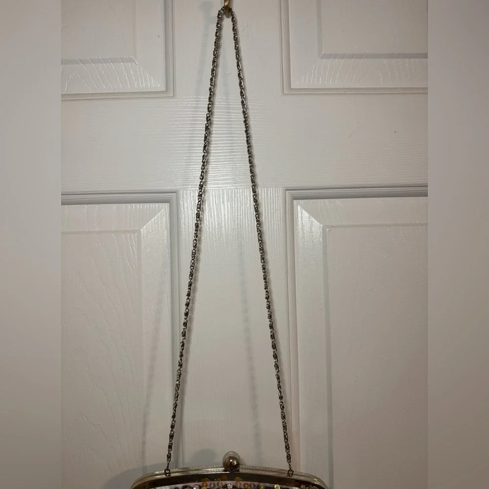 Beaded Floral Clutch Bag silver multicolored